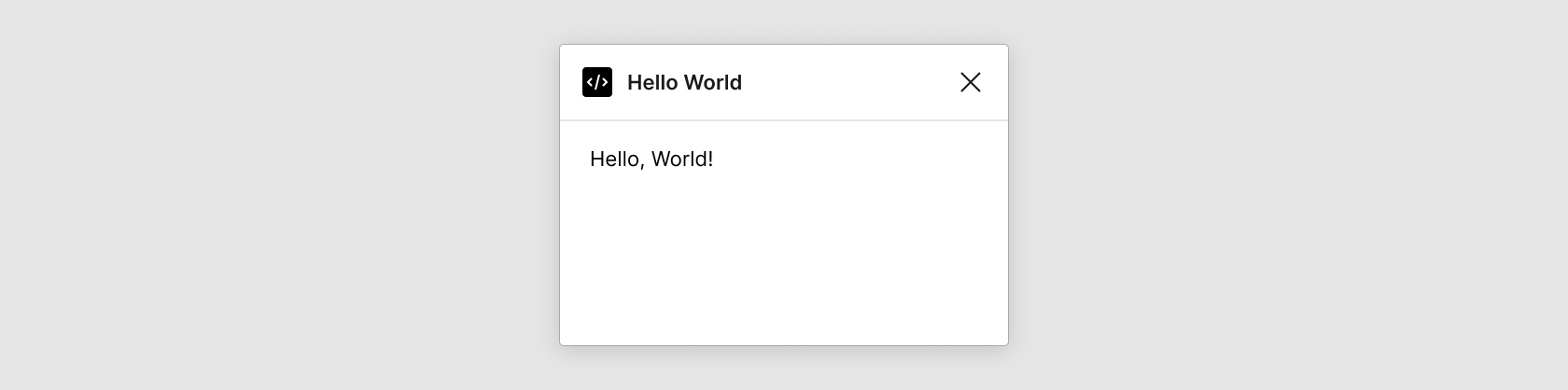 Figma plugin UI modal with “Hello, World” text